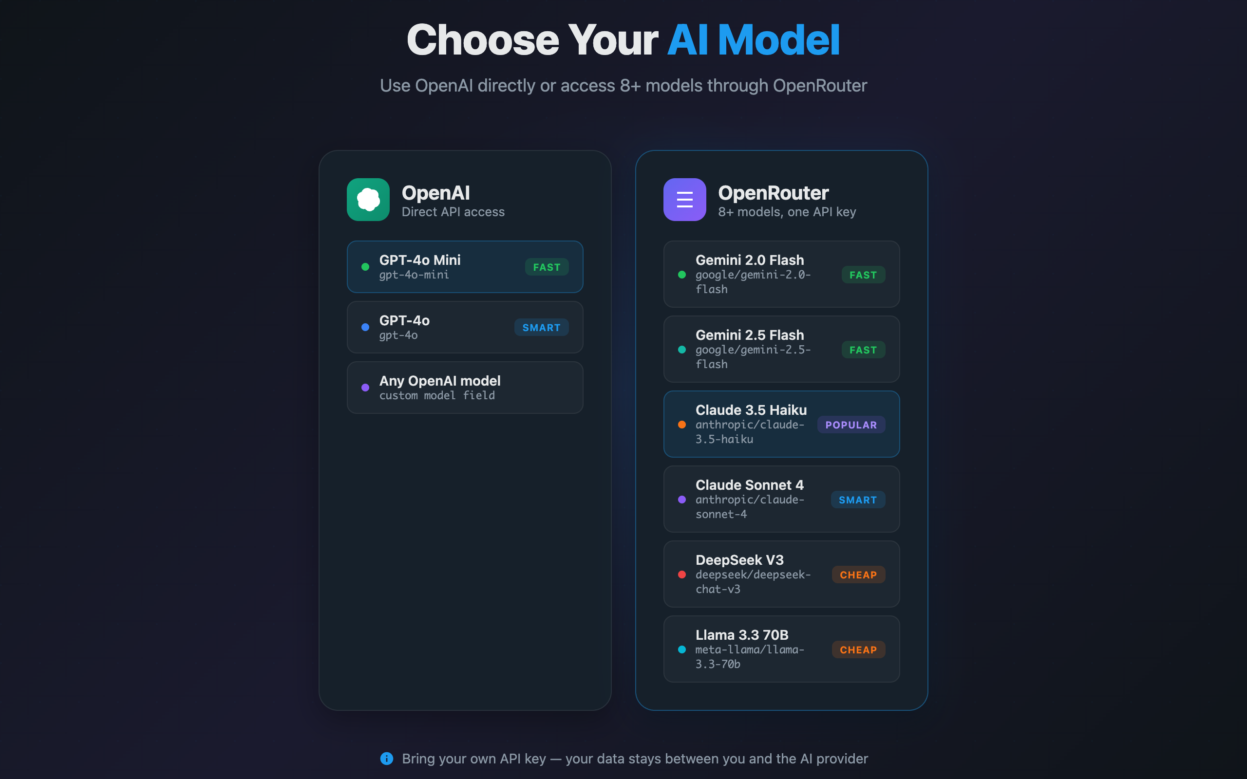 Multiple AI model support